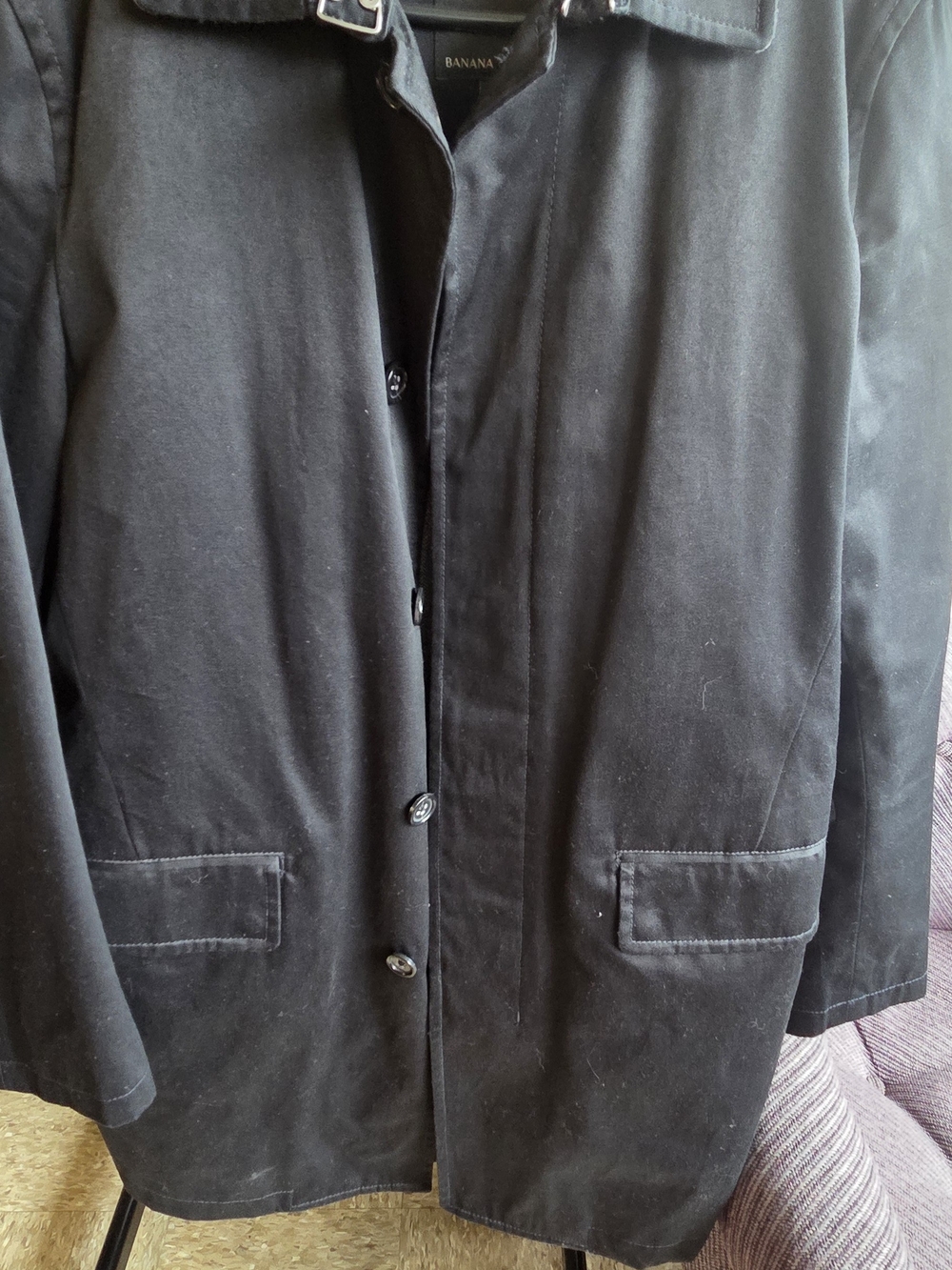 Banana Republic Black Trench Coat with Button Front